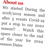 About us We started During the 2018/2019 season and after 5 events Covid-19 put a stop to our 2020 season!! . Watch this space closer to the end of the year for 2024 season Dates
